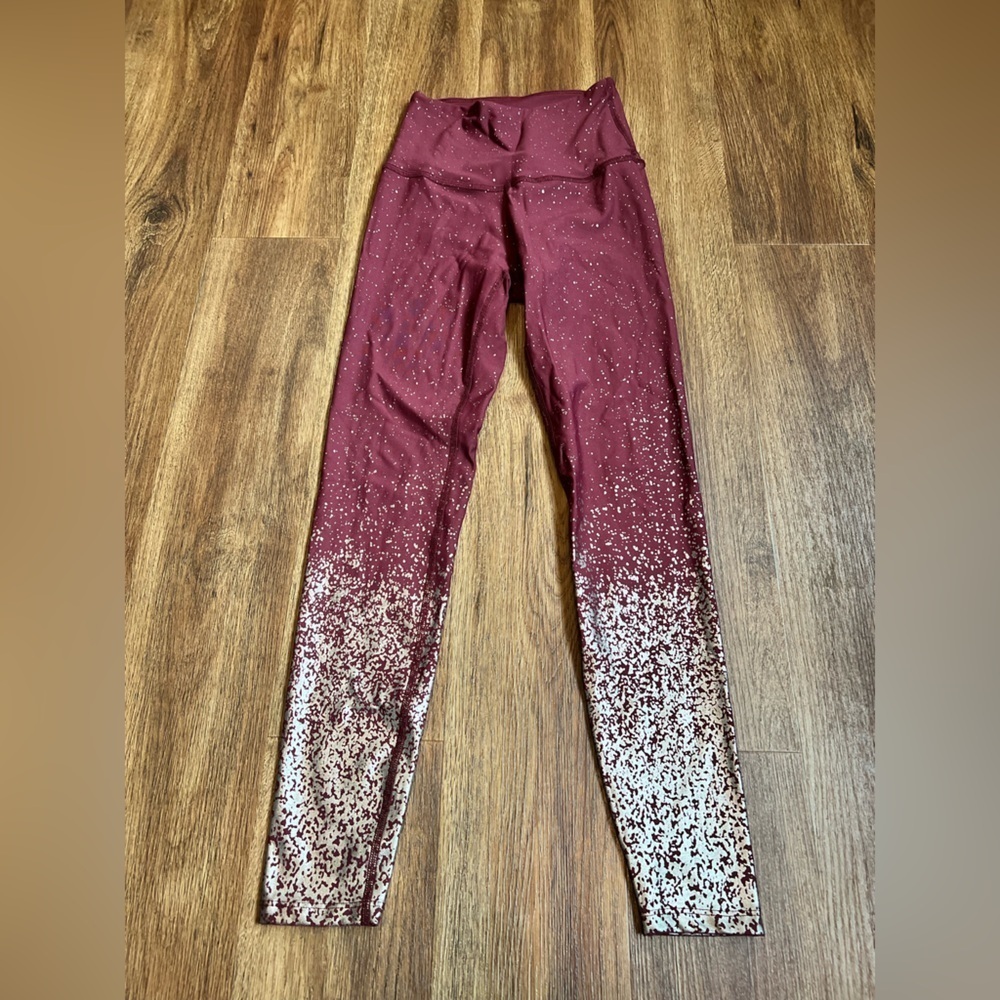 Beyond Yoga Burgundy Silver Ombre Speckled High Waisted Midi Legging Sz S